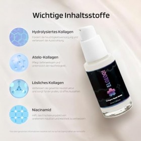ELGEOO Sérum au collagène Booster - Sérum visage anti-âge végétalien avec acide hyaluronique et huile de tournesol - Hydrate 