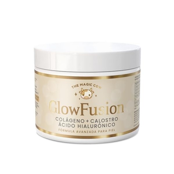 The Magic Cow GlowFusion Super Collagène Marin, Colostrum Bovin, Acide Hyaluronique, Biotine, Zinc et Vitamine C Beauté Total