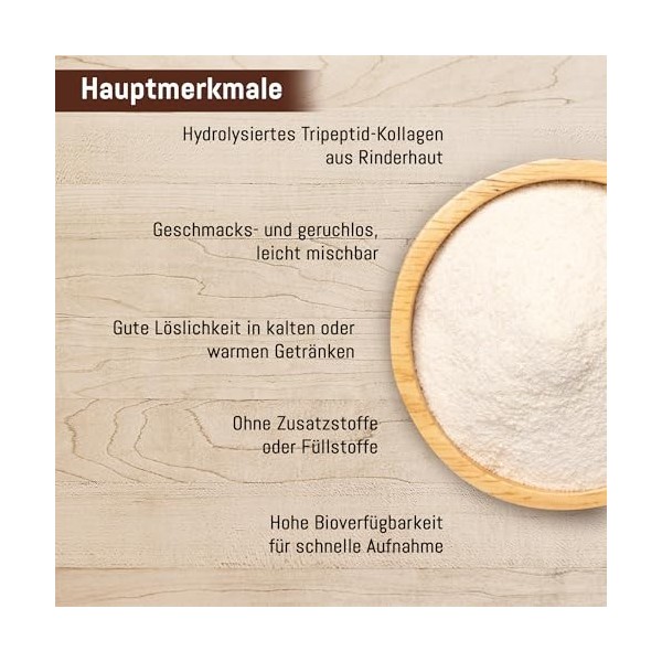 Hydrolysat de collagène - Tripeptide - 300 g - Bonne solubilité - Sans goût - Sans additifs - De bœuf - Haute biodisponibilit