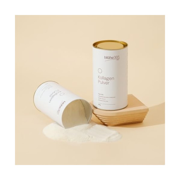 Blühe365 Poudre de collagène 450 g - Type I & III Poudre hydrolysat de collagène à haute dose - Goût neutre et excellente sol