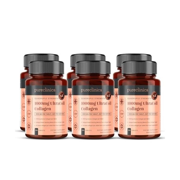 Collagène Marin UltraColl 1000 mg x 1080 comprimés 6 Bouteilles de 180 Comprimés - 36 Mois de Stock . Le seul collagène anti ...