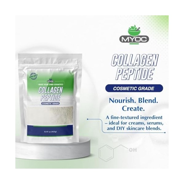 MYOC Peptides de collagène | Protéines de qualité cosmétique pour soins de la peau, lotions et gels – 453 g Collagène