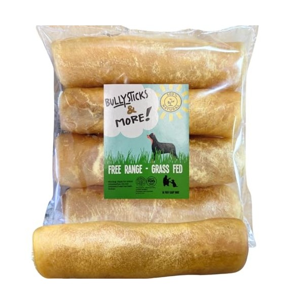 BULLYSTICKS & MORE Lot de 4 rouleaux de collagène de bœuf épais de 15,2 cm