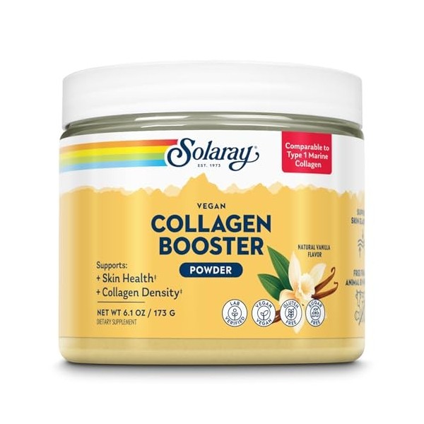 SOLARAY Renforcement au collagène végétalien - Alternative au collagène marin de type 1 en poudre - Santé de la peau et suppo