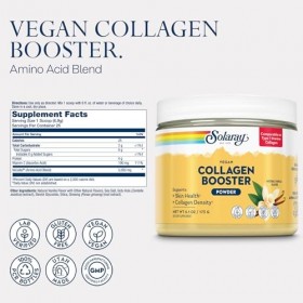 SOLARAY Renforcement au collagène végétalien - Alternative au collagène marin de type 1 en poudre - Santé de la peau et suppo