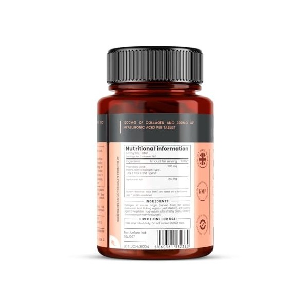 Triple force 1500 mg de collagène et dacide hyaluronique x 180 comprimés - 6 mois dapprovisionnement Collagène