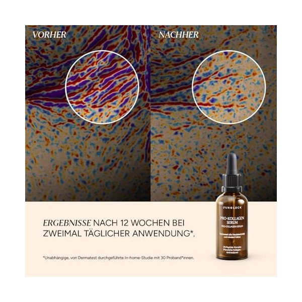 JUNGLÜCK Sérum pro-collagène – Vegan | Sérum Well Aging Sérum avec complexe peptide raffermit la peau et réduit les rides – S