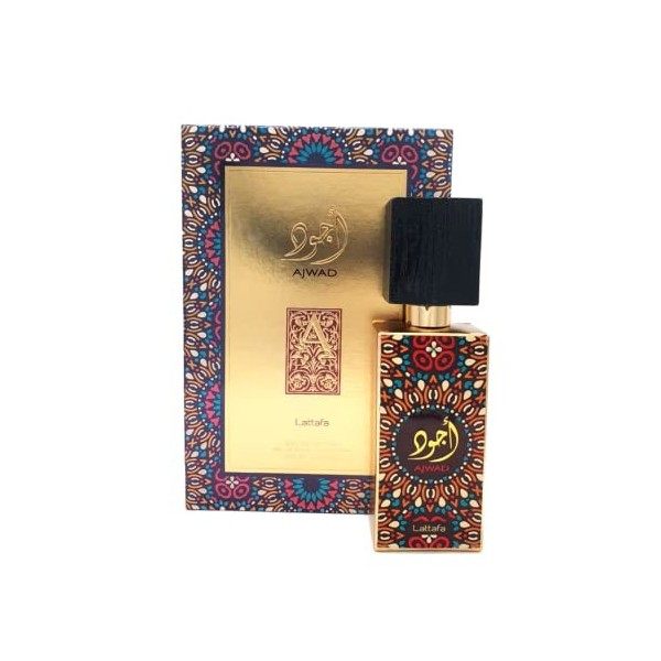 Eau de Parfum AJWAD 60ml Attar Arabian de Dubai Un Cadeau Parfait Pour Femme, Fragrance Oriental Halal en Note de Bergamote, 