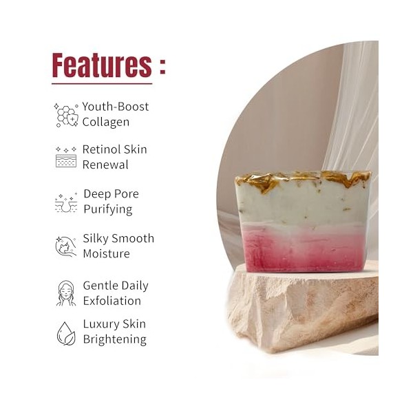 TotaalBeauty Lot de 2 savons blanchissants et anti-âge au collagène aux oignons dorés