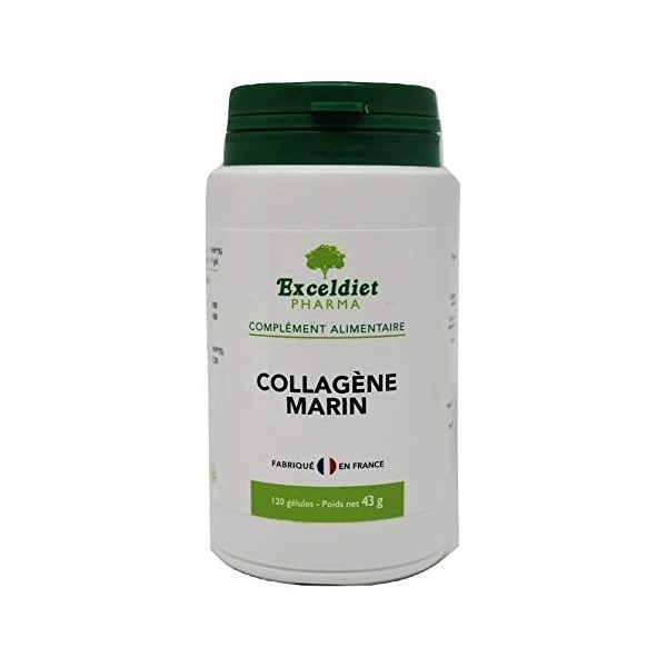 Exceldiet Pharma | Collagène Marin Anti-Âge - 120 Gélules Cure 1 Mois - Peau, Rides, Articulations - Formule Booster Vitami C...