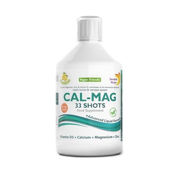 Liquide Cal-Mag S.NutraSupplements aromatisé au citron, 500 ml, 33 shots