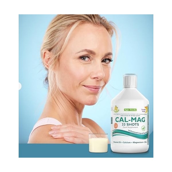 Liquide Cal-Mag S.NutraSupplements aromatisé au citron, 500 ml, 33 shots