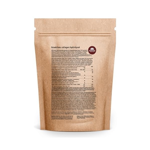 Poudre dhydrolysat de collagène 140 g - Peptides de collagène bioactifs - 90 % de protéines - Sans additifs - Contrôlé et mi