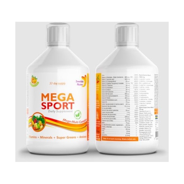 Mega Sport S.NutraSupplements aromatisés à lorange, 500 ml