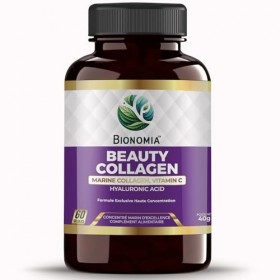BIONOMIA Beauty Collagen 900mg - Collagene Marin Hydrolyse Naticol + Acide Hyaluronique 100mg + Vitamine C - Peau Cheveux Ong