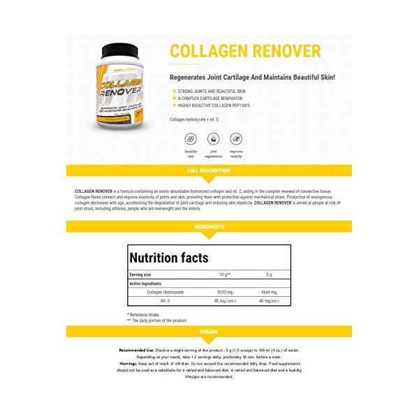 TREC Nutrition - Collagen Renover - 350 g / 70 portions - Sweet Cherry Flavour - Support Joint Cartilage and Maintains Beauti