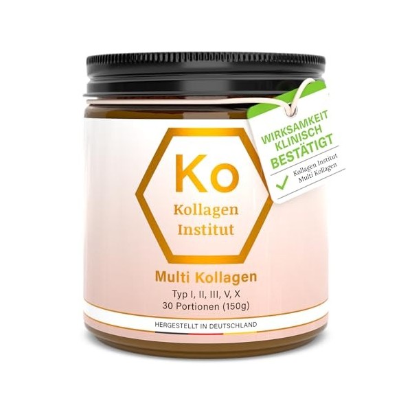 Kollagen Institut Poudre de collagène multi-doses - Peptides de collagène hautement dosés - Hydrolysat de collagène bioactif 