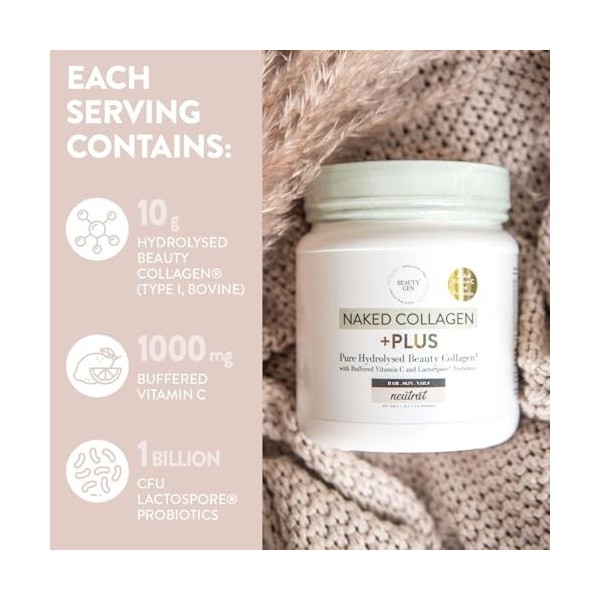 Suppléments de collagène, collagène nu + Plus 338 g, collagène bovin de type 1