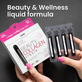 VPLAB Ultra Lot de 10 tubes de collagène liquide pour femme 4000 mg Mélange concentré de fruits tropicaux, fraise et kiwi, pe