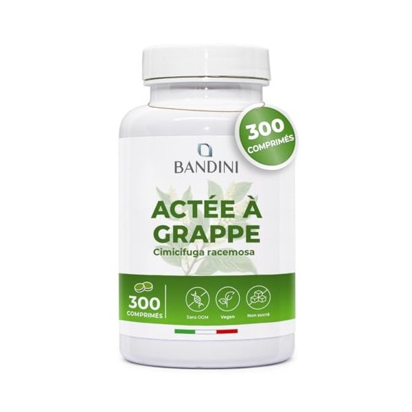 Bandini® Actée à grappe 300 comprimés | Cimicifuga racemosa ou Actaea racemosa rhizome extrait sec | Complément alimentaire V