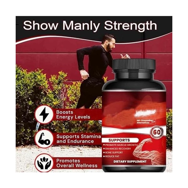 Booster de testostérone pour les hommes - Test Booster pour lendurance, lendurance et la force,1pcs Actée à grappes noires