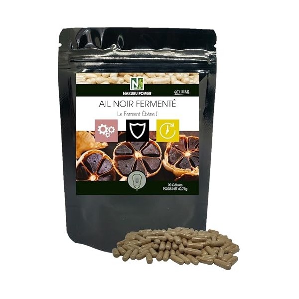NAKURU | Ail Noir Fermenté | Gamme Power | Fabriqué en France | "Le Ferment Ébène !" 90 Gélules Ail