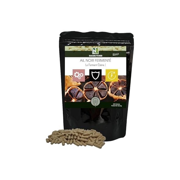NAKURU | Ail Noir Fermenté | Gamme Power | Fabriqué en France | "Le Ferment Ébène !" 90 Gélules Ail