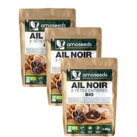 Ail Noir Bio, 6 têtes entières | Fermenté, Goût doux, Saveur Umami | Qualité Supérieure | 100% Naturel et Biologique Ail Noi Ail