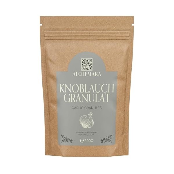 Ail Granulé Alchemara 300g – Ail Séché – Épices Délicatement Séchées Idéales pour la Cuisine – Épices Aromatiques Ail