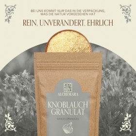 Ail Granulé Alchemara 300g – Ail Séché – Épices Délicatement Séchées Idéales pour la Cuisine – Épices Aromatiques Ail