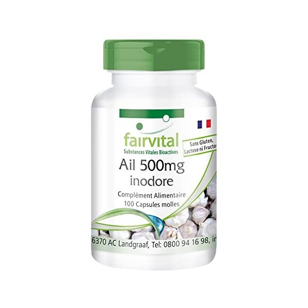 Fairvital | Ail 500mg - Inodore - Extrait 100:1-100 gélules