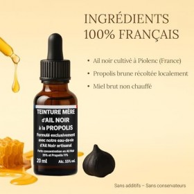 Teinture-Mère Ail Noir & Propolis Brune – Immunité Renforcée, Antioxydant Puissant, Circulation & Digestion – Miel Naturel Sa