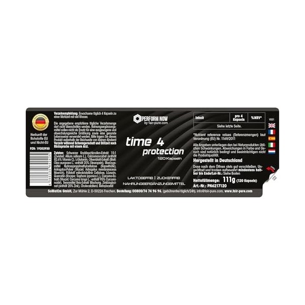 time 4 protection - avec vitamines A, C, D, zinc, glutamine, ail noir, astragale, extrait de curcuma et bien plus - 120 gélul