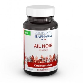 Laboratoires ILAPHARM Ail Noir Bio – Gélules Bien-être – 600mg dAil Noir Bio Certifié Ecocert – 45 Gélules Compléments Alime