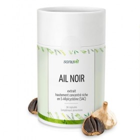Sanuvit® - Ail noir 600 mg par gélule | 90 gélules | Allium sativum | Hautement dosé | Extrait 15:1 | Haute biodisponibilité 