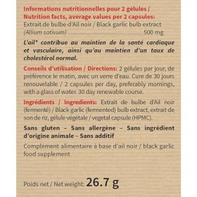 NUTRI EXPERT - Ail noir fermenté - Contribue à un taux de cholestérol normal - Protège du stress oxydatif - Favorise la circu