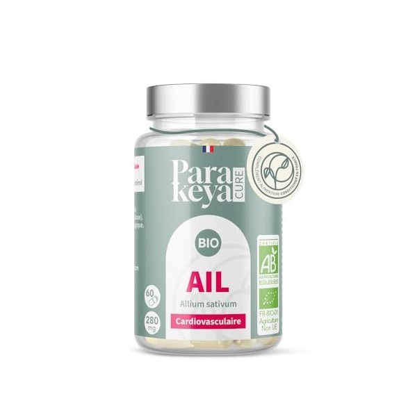 Parakeya – Ail Bio | Cardiovasculaire | Complément Alimentaire | 60 Gélules 60 unité Lot de 1 Ail