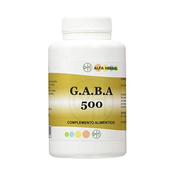 ALFAHERBAL GABA 500mg. 120cap. – gélules qui facilitent la supplémentation quotidienne, boîte de 120 gélules, recommandé en c