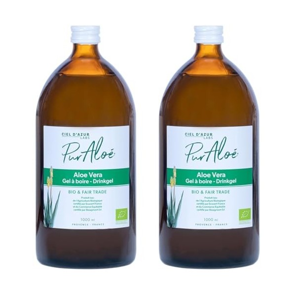 Pur Aloé Aloé Vera Bio Pur Gel à Boire, 1000 ml, 1 Unité Lemballage peut varier Lot de 2 Aloe Vera