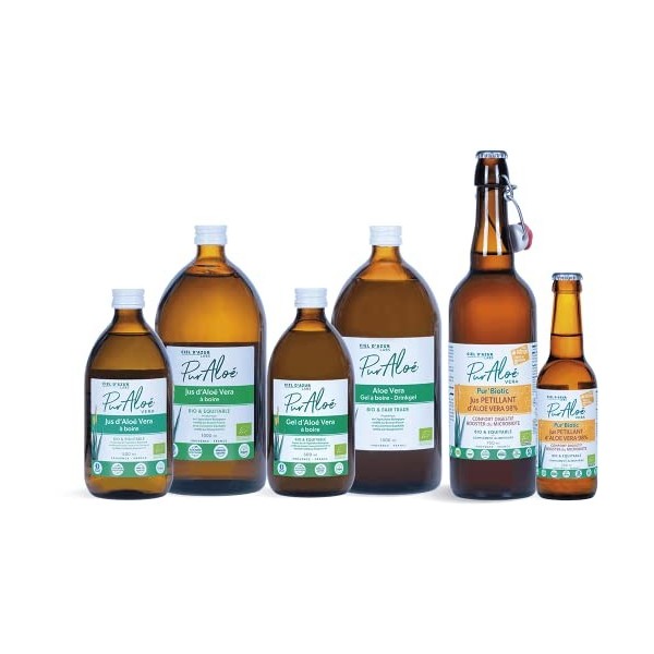 Pur Aloé Aloé Vera Bio Pur Gel à Boire, 1000 ml, 1 Unité Lemballage peut varier Lot de 2 Aloe Vera