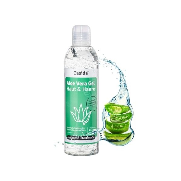 Casida Aloe Vera Gel 99% Pur für Gesicht, Haare und Körper - Spendet Feuchtigkeit und beruhigt, 200 ml Gel
