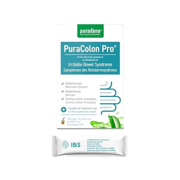 Purasana® PuraColon Pro – 30 Satchets avec 250mg Aloe Vera AVH200® – Soulage le Colon Irritable, la Constipation et Favorise 