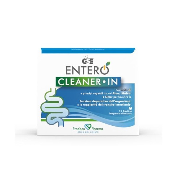 Prodeco Pharma GSE ENTERO CLEANER-IN 14 enveloppes- Complément alimentaire avec aloès, mauve, citron vert pour favoriser les
