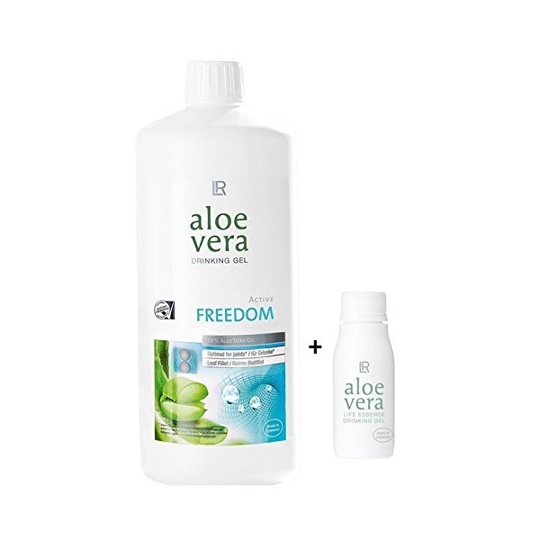 LR Freedom Gel à boire à laloe vera 1000 ml + bouteille rotative à laloe vera vide pour les déplacements 90 ml