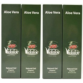 Vidaloe Fuerteventura Lot de 4 flacons de gel naturel organique 98 % 250 ml pressé à froid Aloe Vera