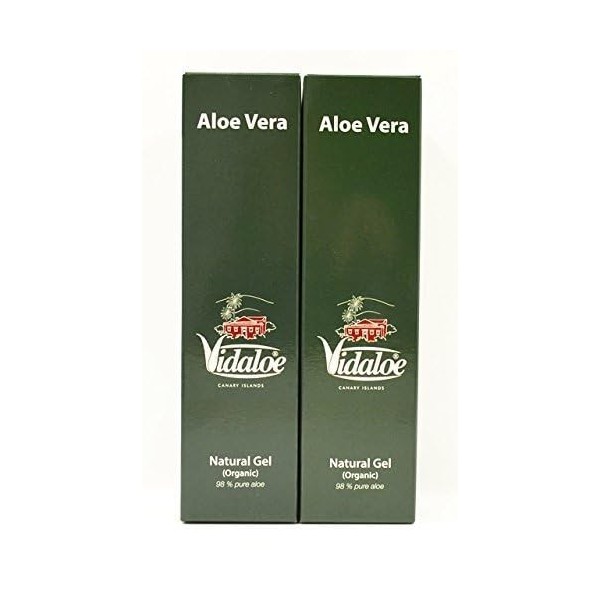 Vidaloe Fuerteventura Lot de 4 flacons de gel naturel organique 98 % 250 ml pressé à froid Aloe Vera