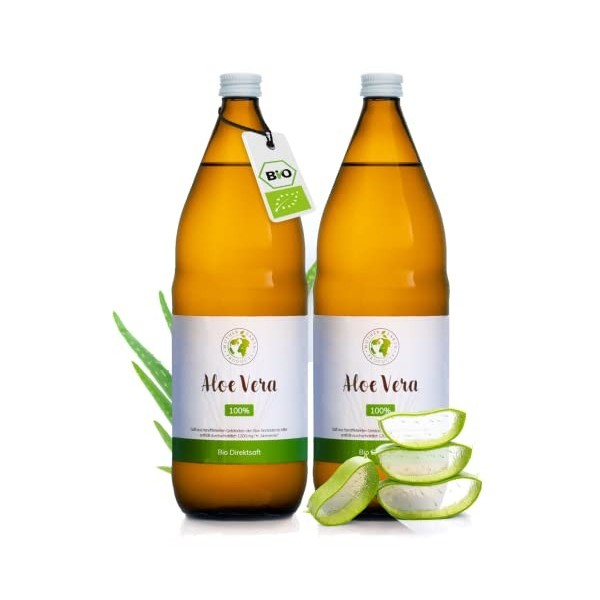 Mother Earth Products Jus d’Aloe Vera 100% BIO | pelé à la main, de l’intérieur de la feuille| Riche en ingrédients naturels ...