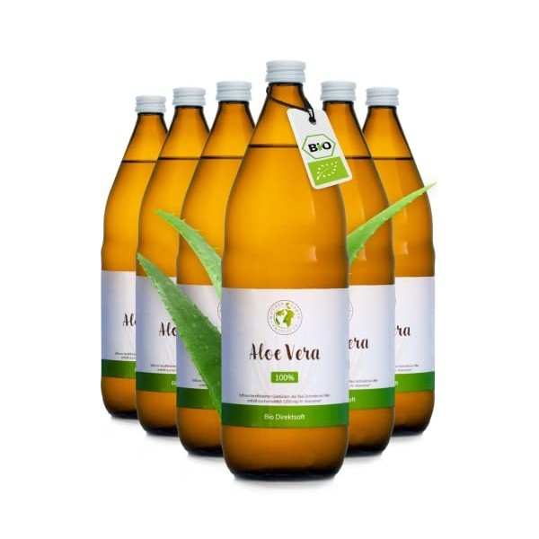 Mother Earth Products Jus d’Aloe Vera 100% BIO | pelé à la main, de l’intérieur de la feuille| Riche en ingrédients naturels ...