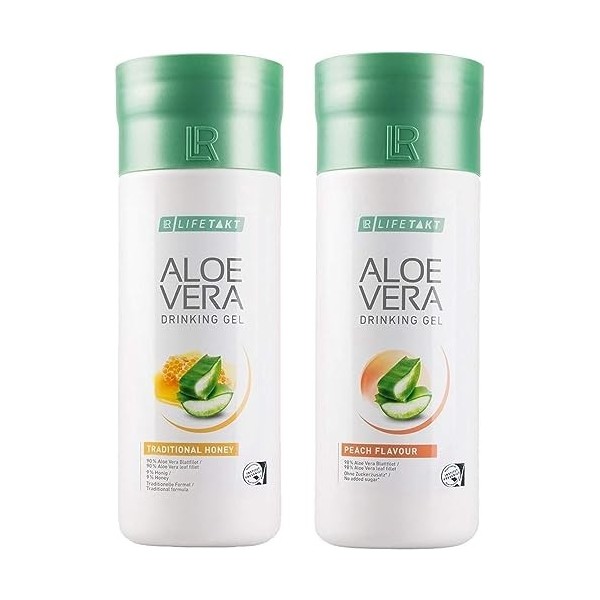 LR Lot de 2 flacons de gel à laloe vera Pêche + miel 2 x 1000 ml Miel et pêche