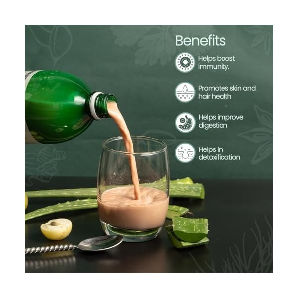 Krishnas Aloe Vera Amla Mix Juice – 500 ml | Un mélange parfait pour un corps sain | Pour des cheveux, une peau, une digesti ...